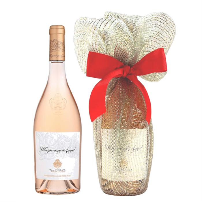Opulence gift wrap presentation of Whispering Angel Provence rosé wine